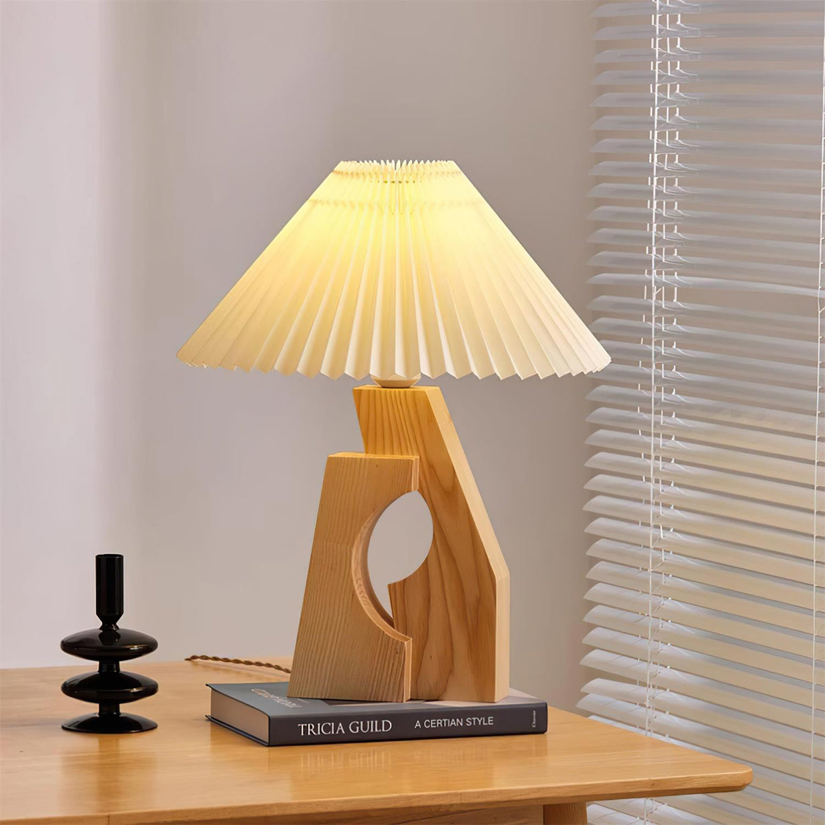 Zain Pleated Wood Table Lamp — product view 2
