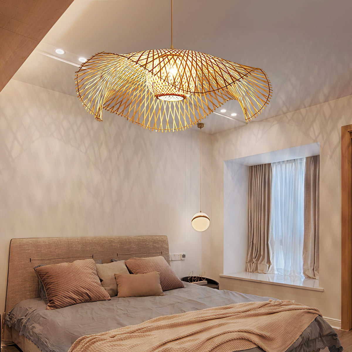 Bamboo Lotus Leaf Plug In Pendant Lamp — product view 2