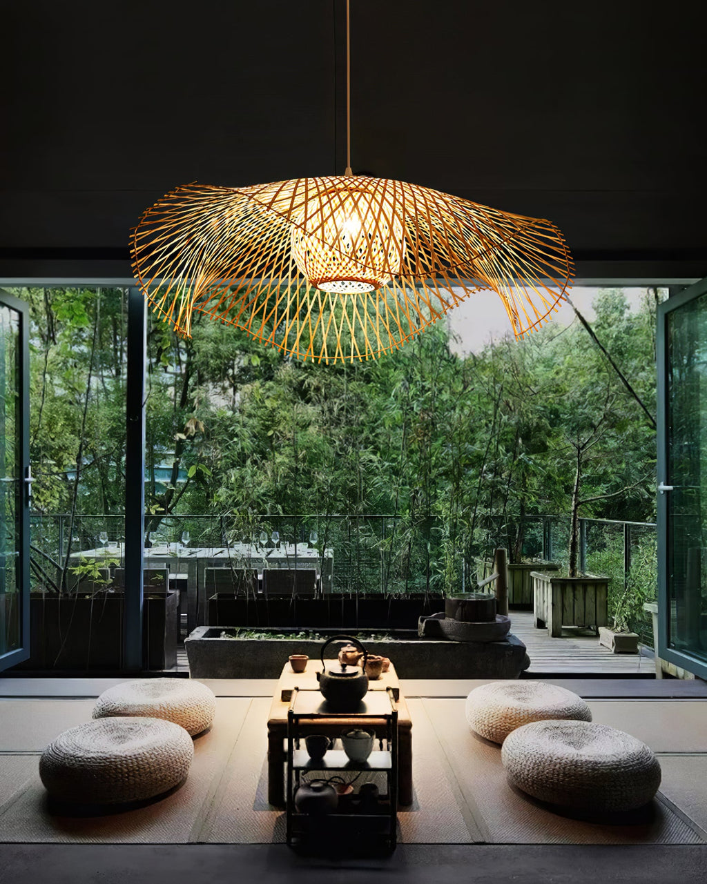 Bamboo Lotus Leaf Plug In Pendant Lamp — product view 10