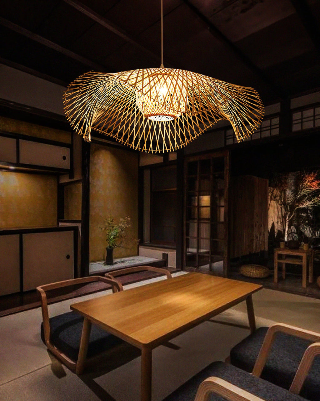 Bamboo Lotus Leaf Plug In Pendant Lamp — product view 12