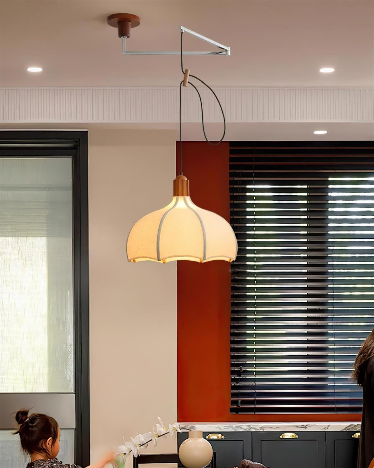 Revi Swing Arm Wood Pendant Light — product view 7