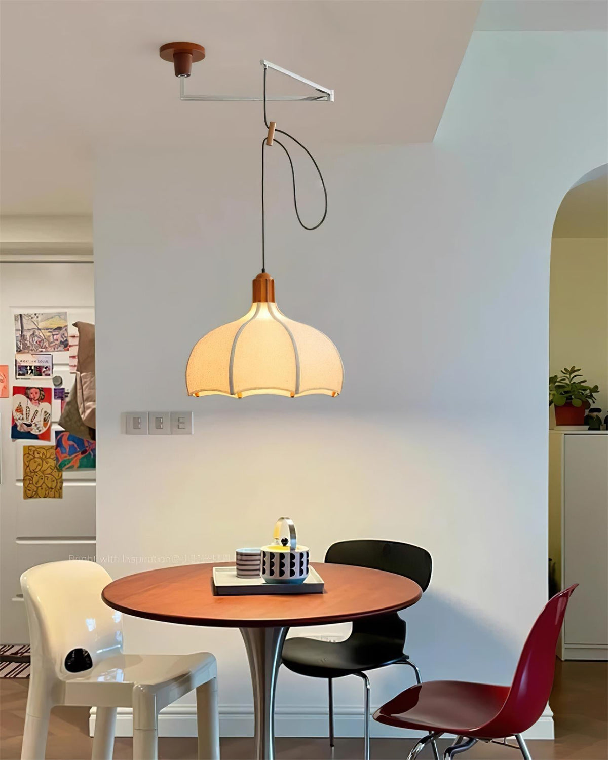 Revi Swing Arm Wood Pendant Light — product view 12