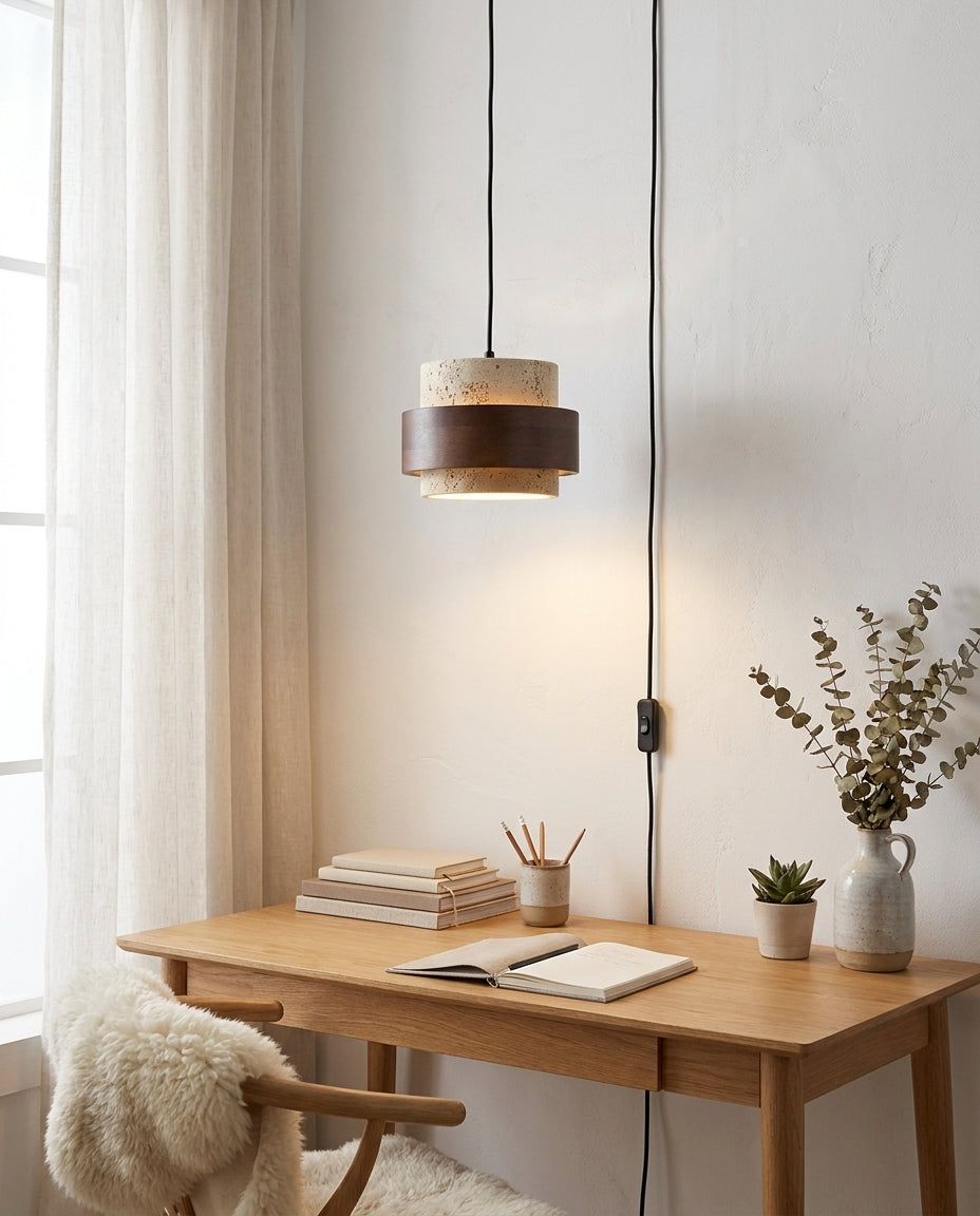 Cole Travertine Plug In Pendant Lamp — product view 4