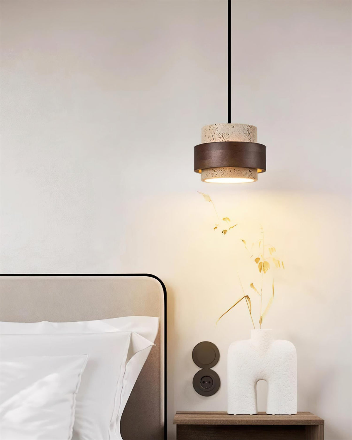 Cole Travertine Plug In Pendant Lamp — product view 9