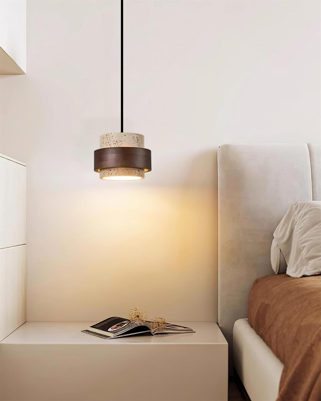 Cole Travertine Plug In Pendant Lamp — product view 13