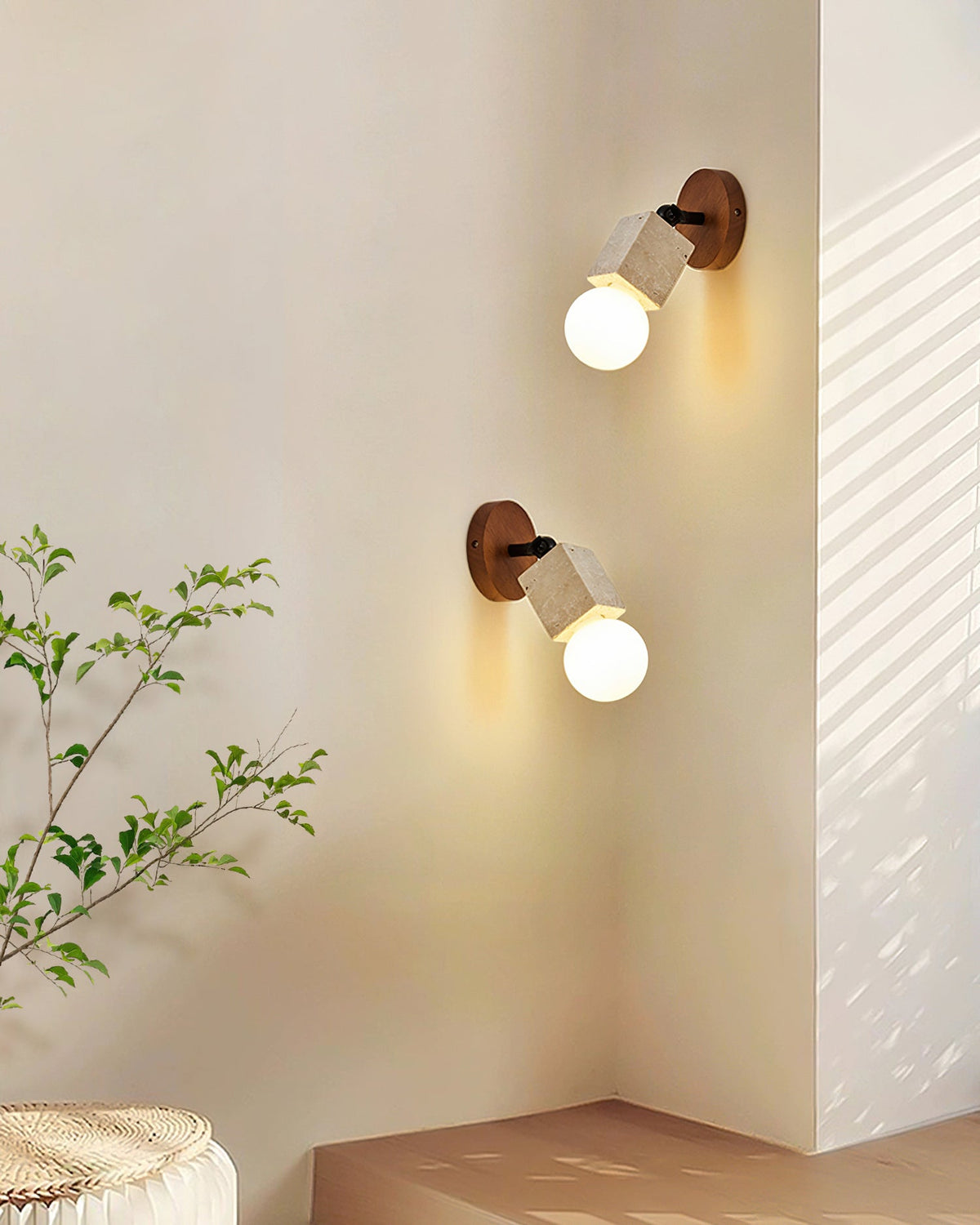 Bezel Travertine Wall Lamp — product view 3