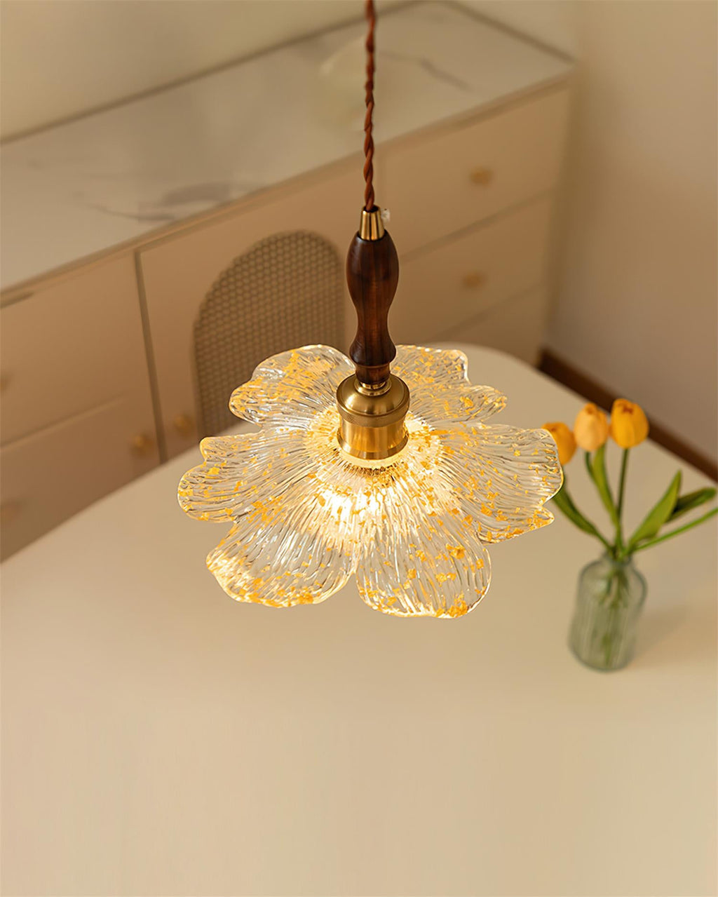 Dalie Lotus Wood Pendant Lamp — product view 4