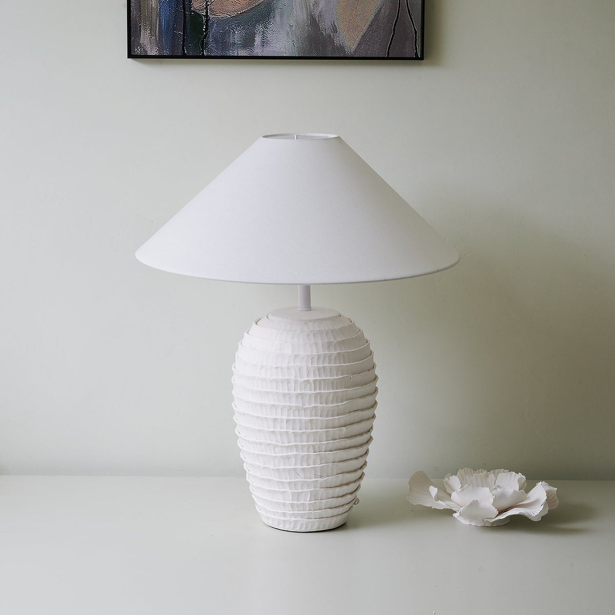 White Calico Metal Table Lamp — product view 2