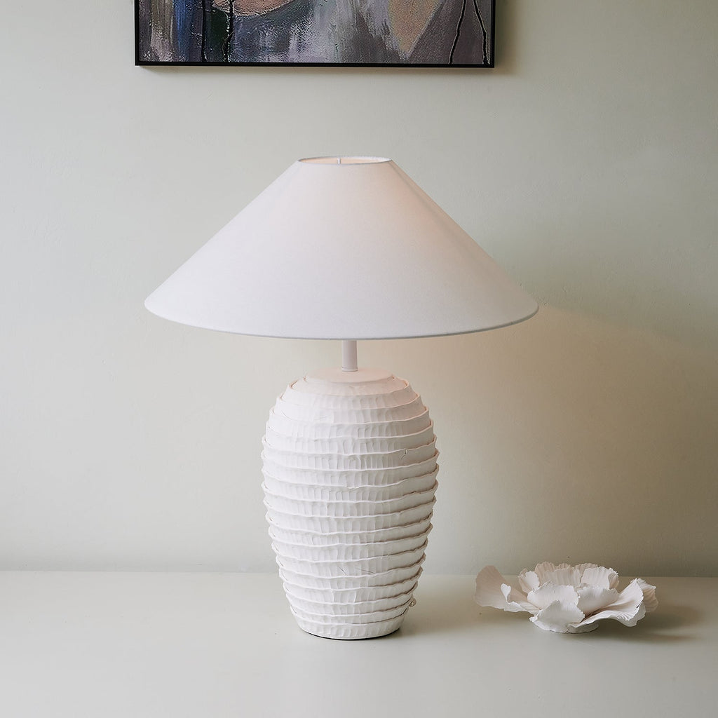 White Calico Metal Table Lamp — product view 3