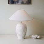 White Calico Metal Table Lamp — product view 3