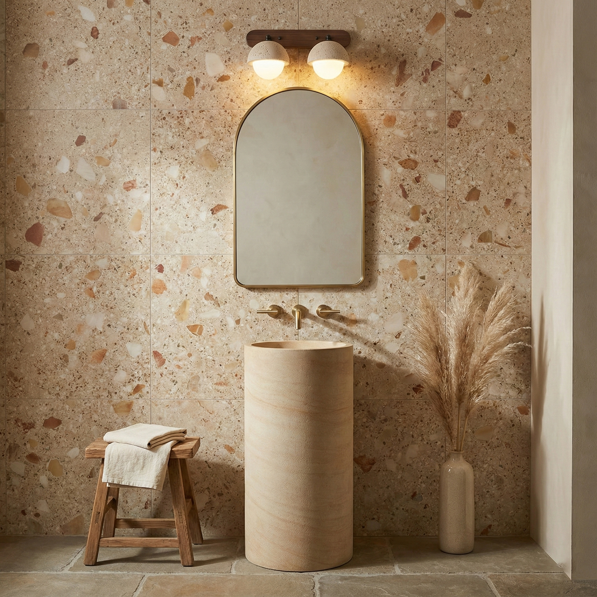 Zenora Globe Travertine Wall Lamp — product view 17