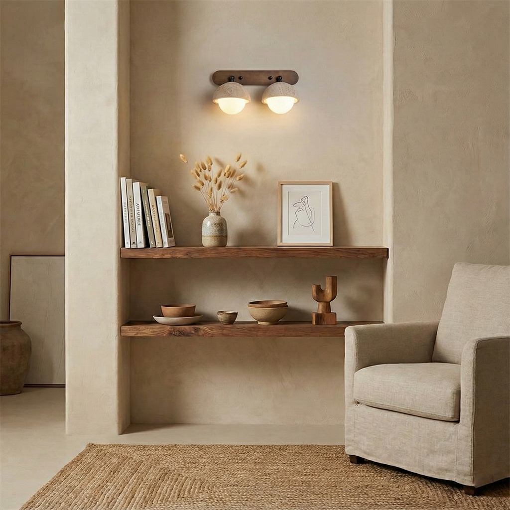 Zenora Globe Travertine Wall Lamp — product view 19