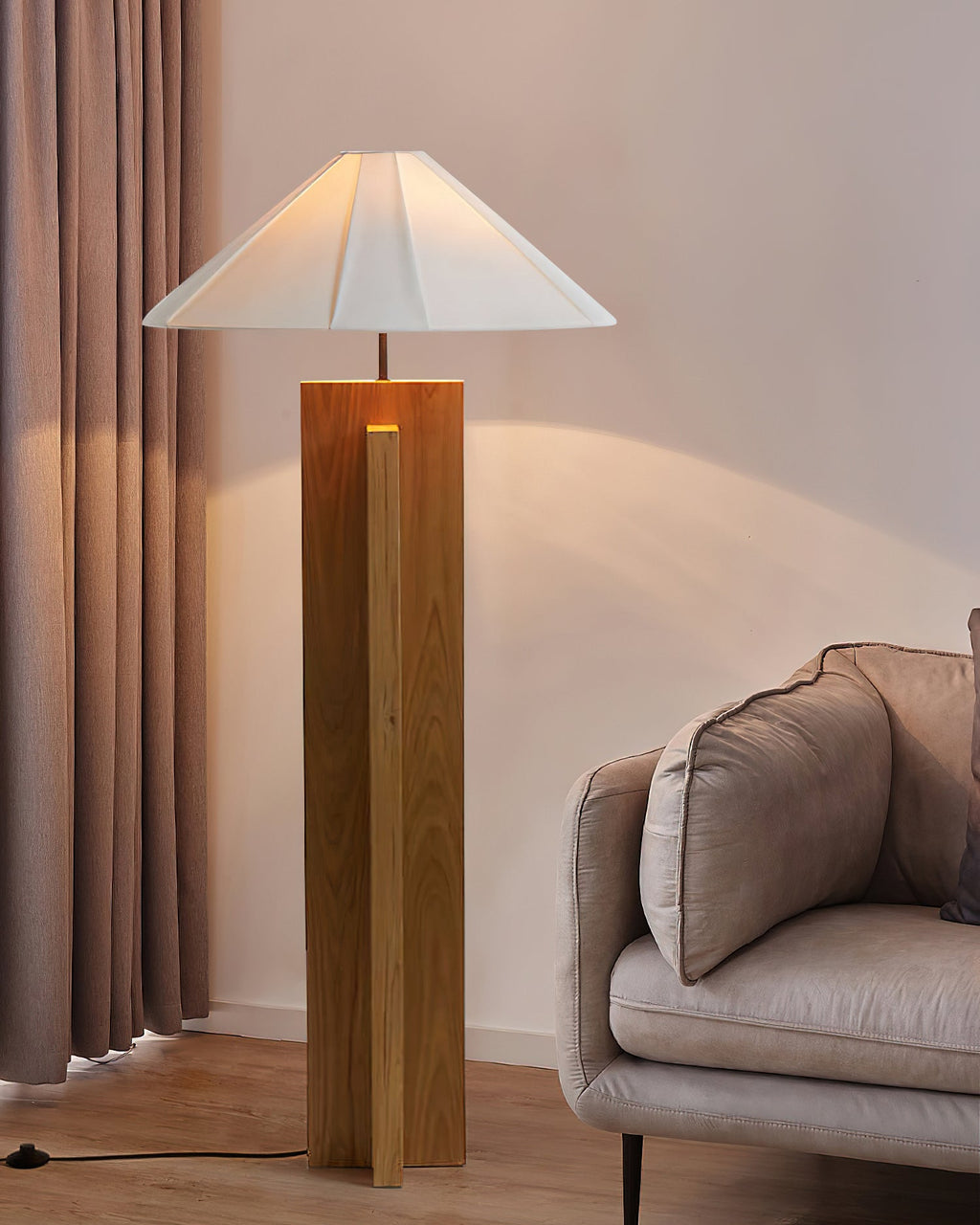 Crossbase Wooden Wood Floor Lamp — product view 3