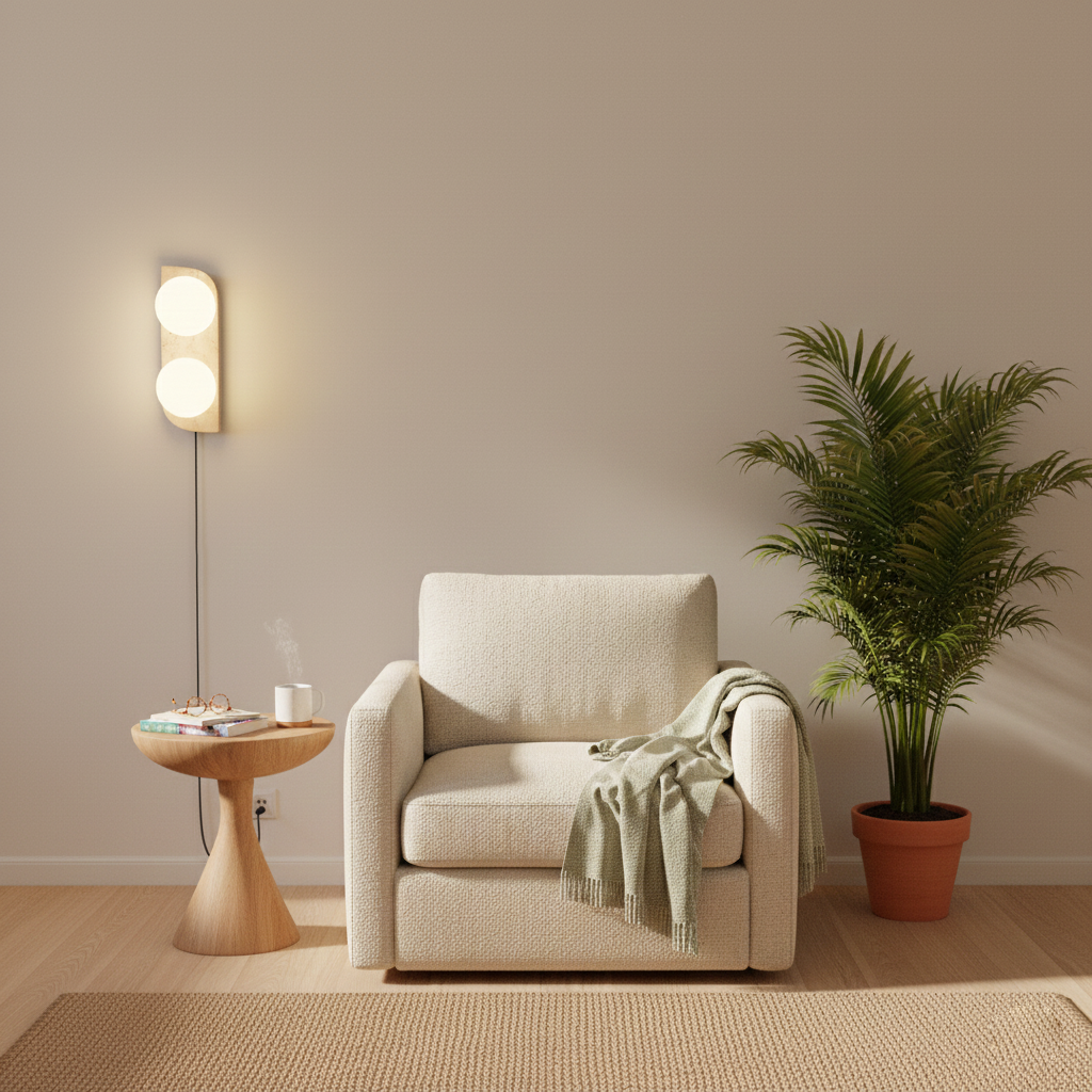 Neptune Travertine Plug In Wall Lamp — product view 14