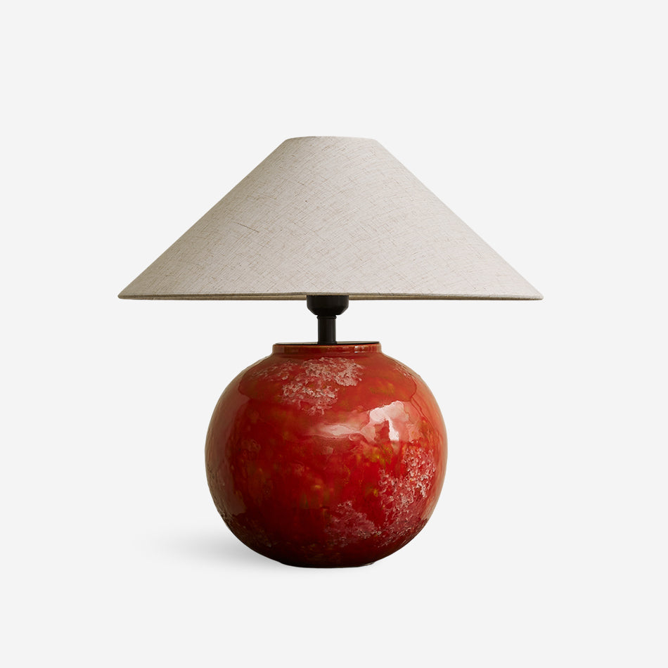 Red Droplet Round Metal Table Lamp — product view 1
