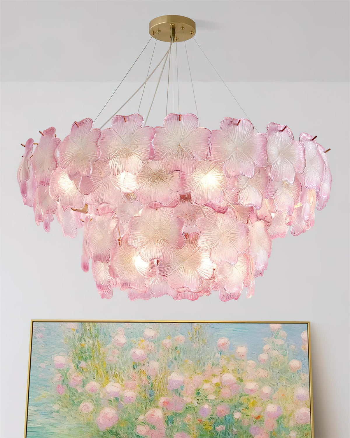 Pink Mika Glass Chandelier — product view 3