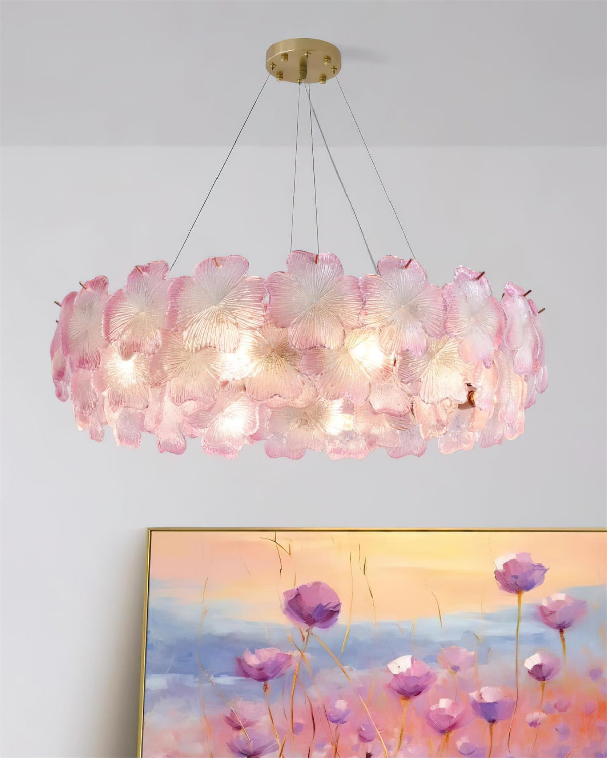 Pink Mika Glass Chandelier — product view 4