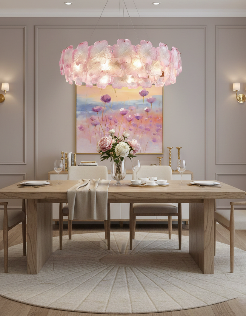 Pink Mika Glass Chandelier — product view 14