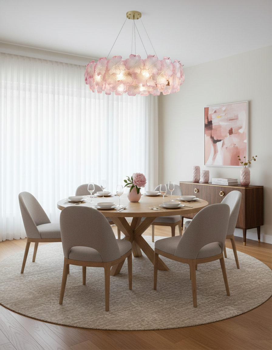 Pink Mika Glass Chandelier — product view 16