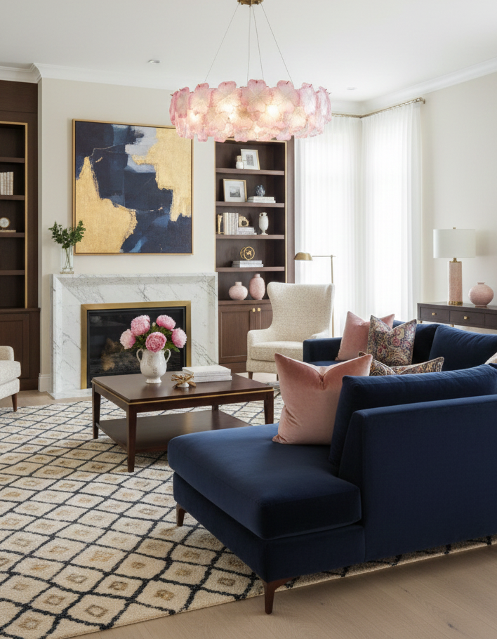 Pink Mika Glass Chandelier — product view 17