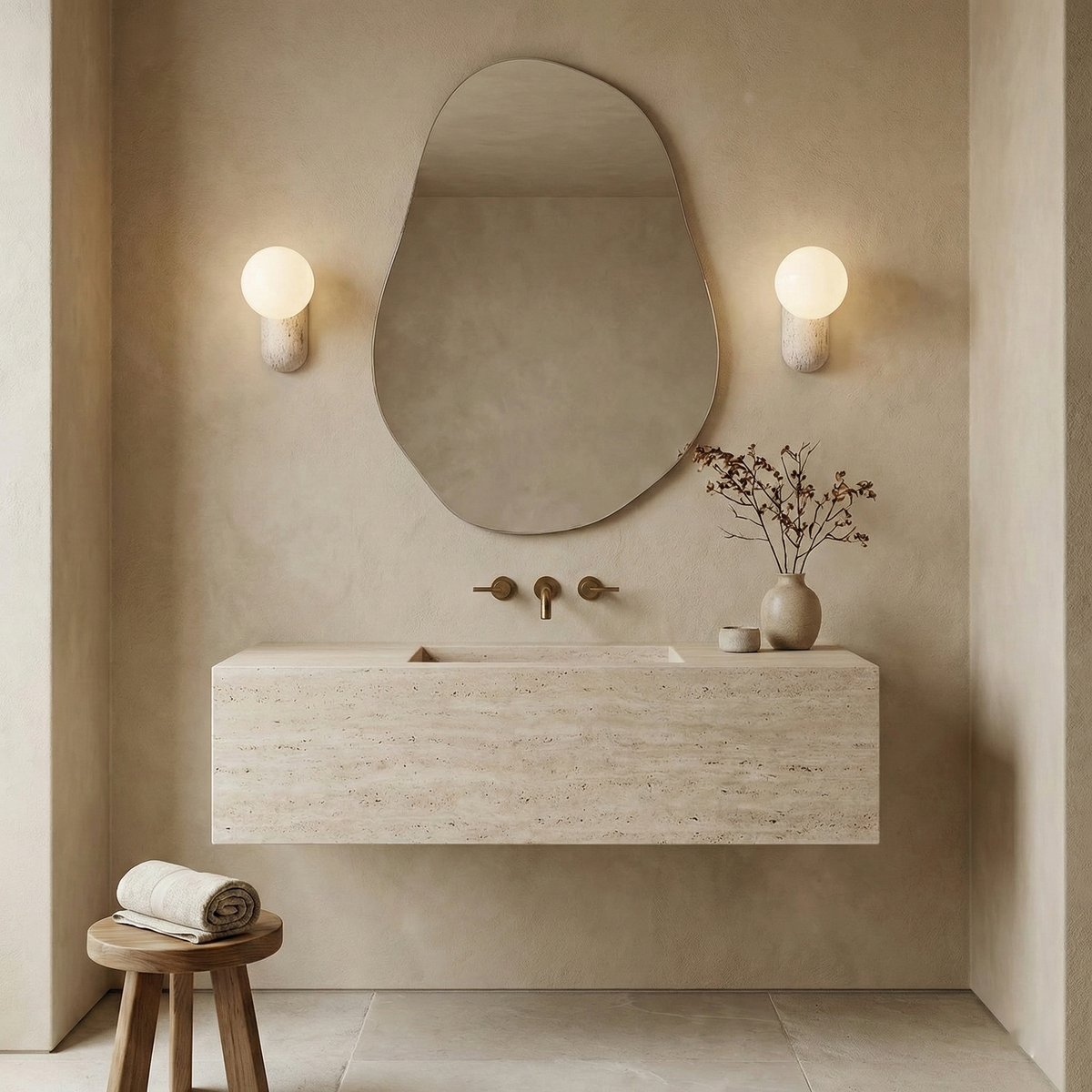 Kyomi Travertine Wall Lamp — product view 2