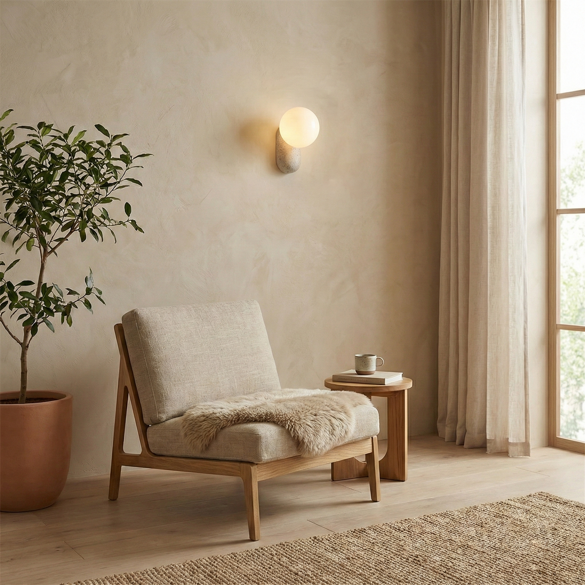 Kyomi Travertine Wall Lamp — product view 7