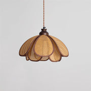 Walnut Color & Natural Rattan