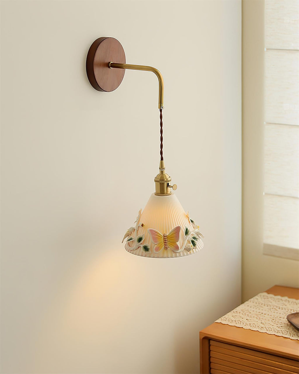Butterfly Glint Wood Wall Lamp — product view 4