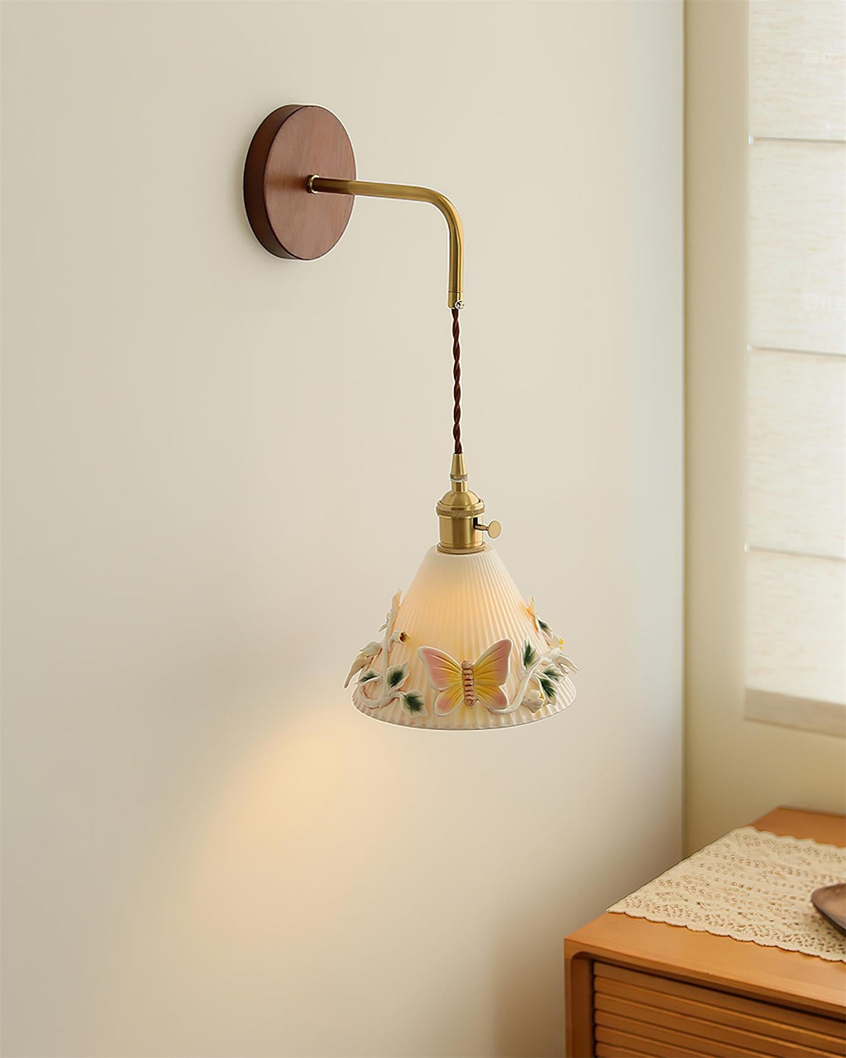 Butterfly Glint Wood Wall Lamp — product view 4
