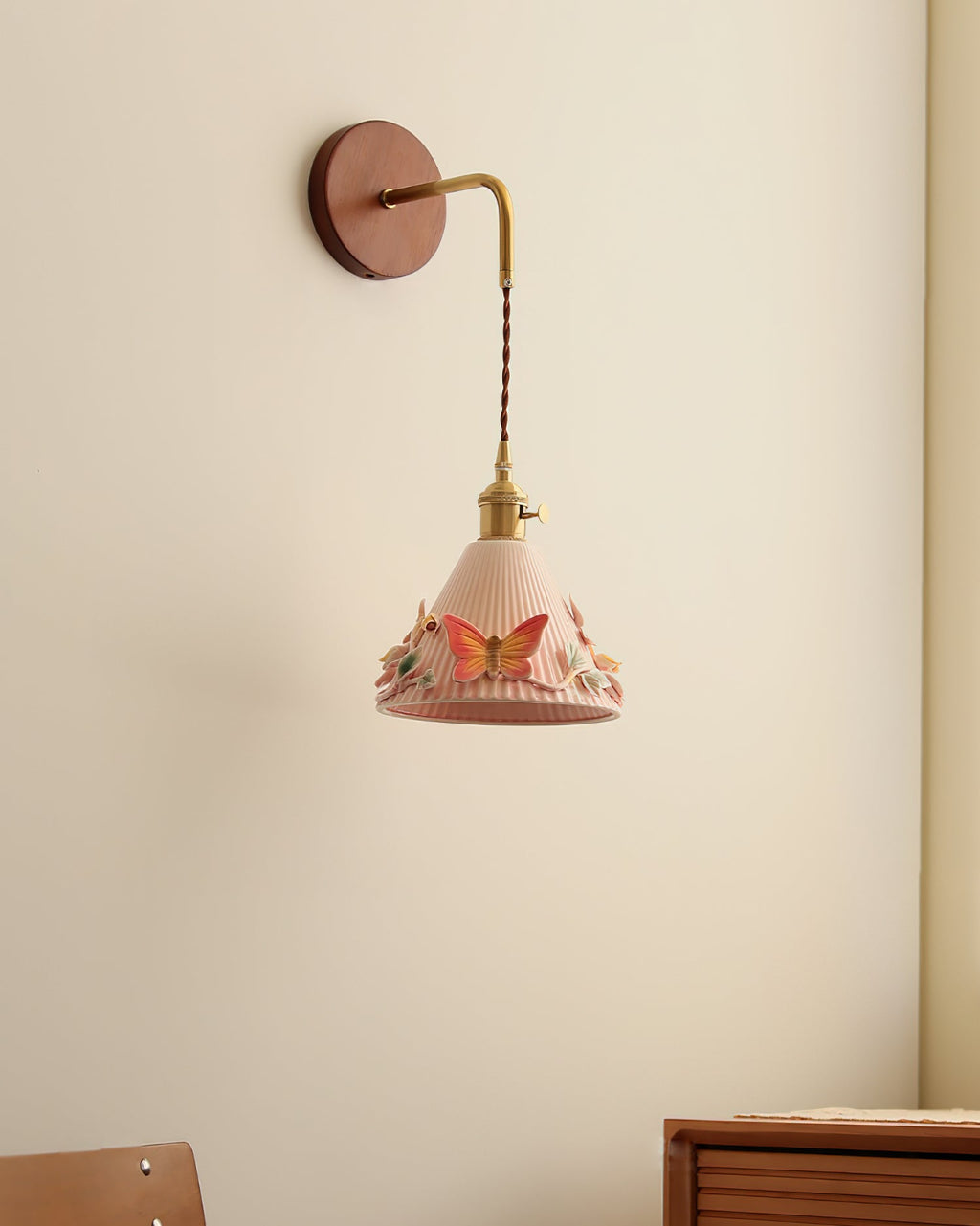 Butterfly Glint Wood Wall Lamp — product view 6