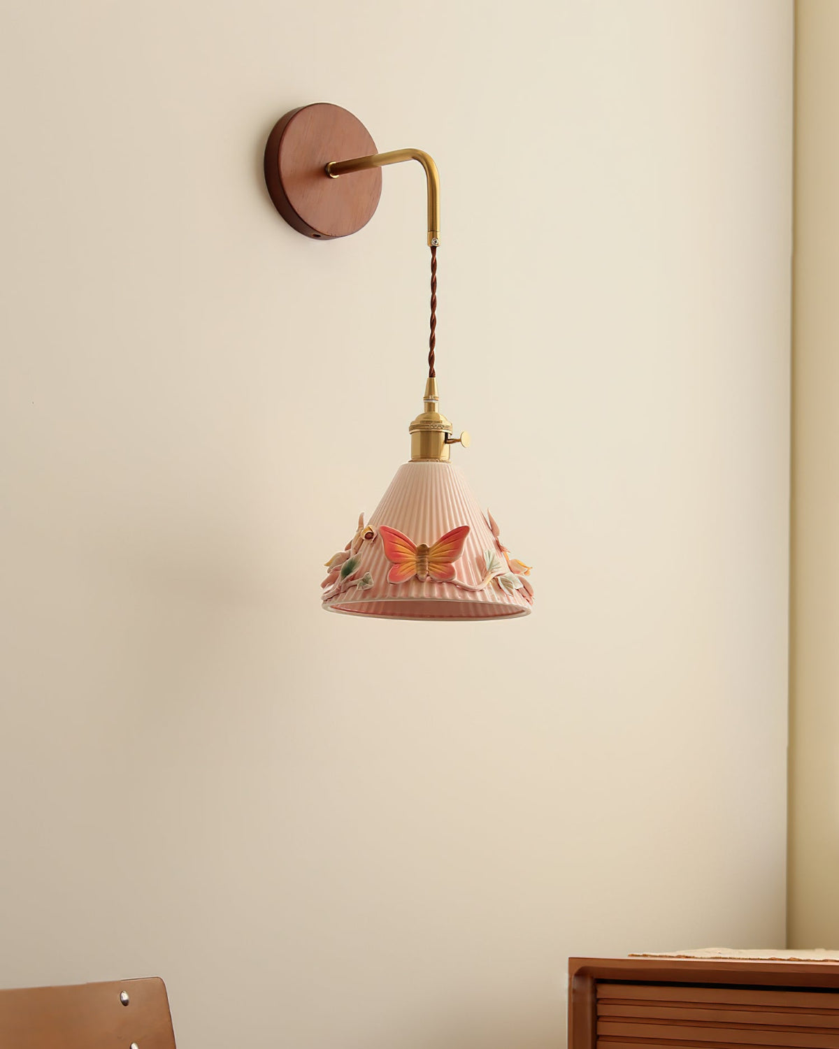 Butterfly Glint Wood Wall Lamp — product view 6