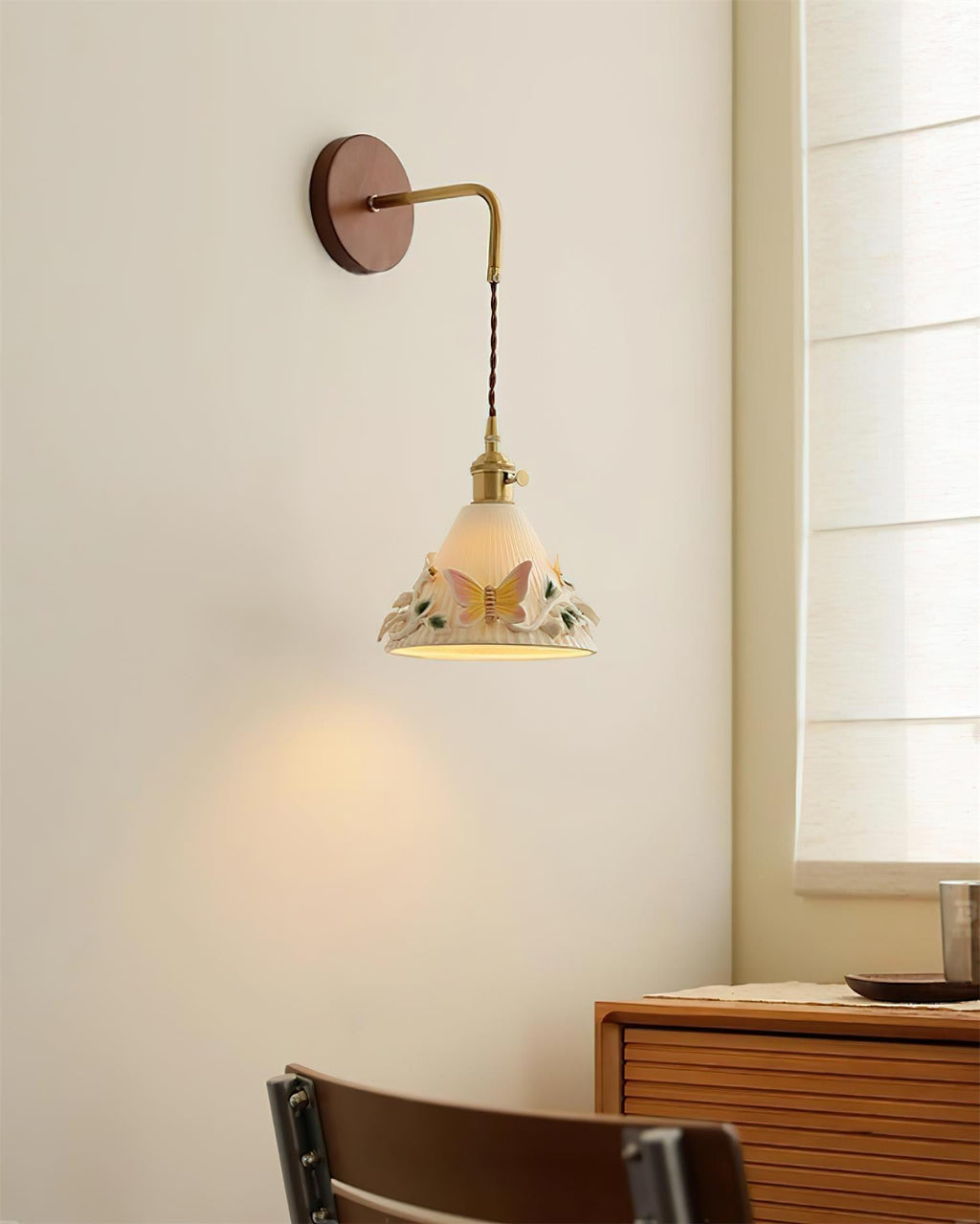 Butterfly Glint Wood Wall Lamp — product view 11