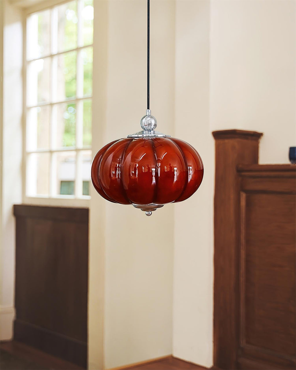 Pumpkin Glass Pendant Lamp — product view 2