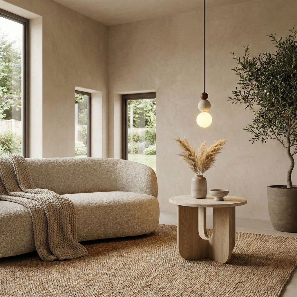 Trio Orb Travertine Pendant Lamp — product view 8