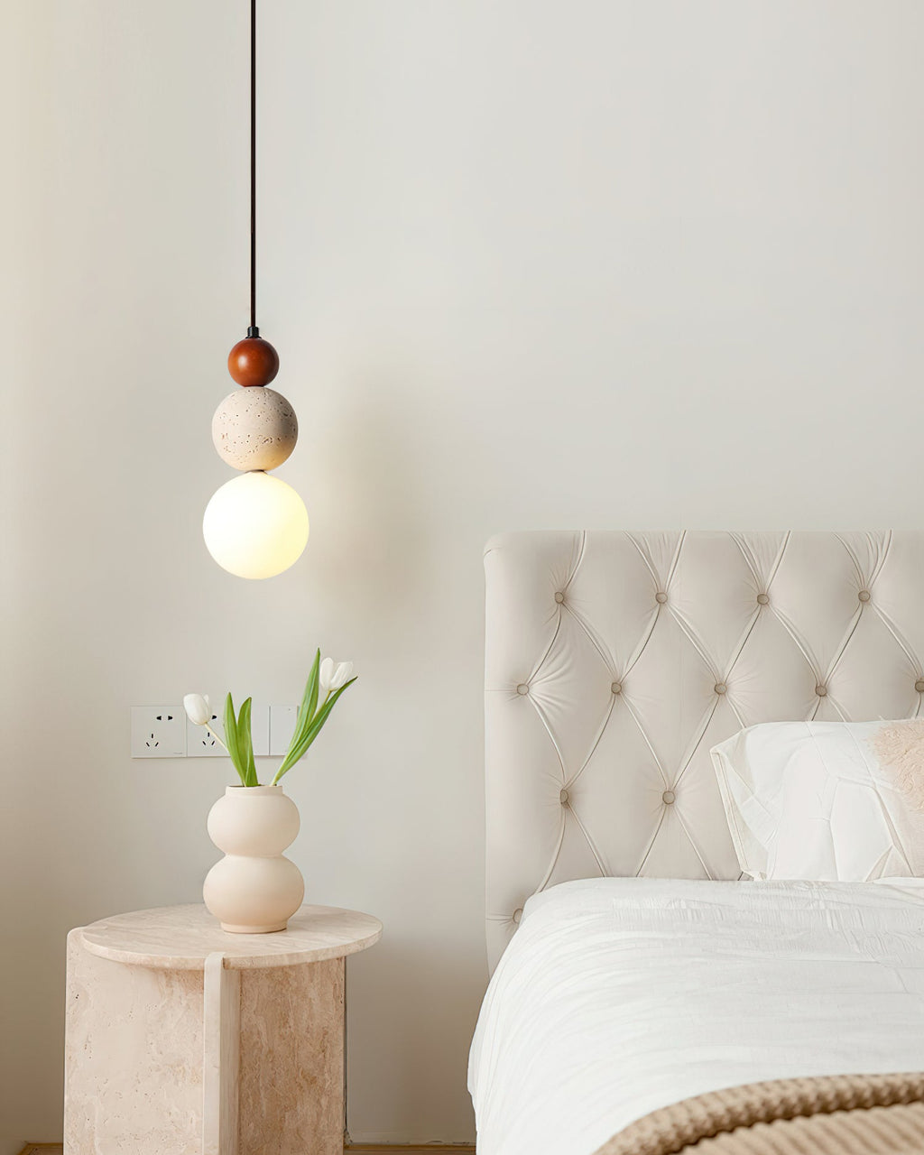 Trio Orb Travertine Pendant Lamp — product view 14
