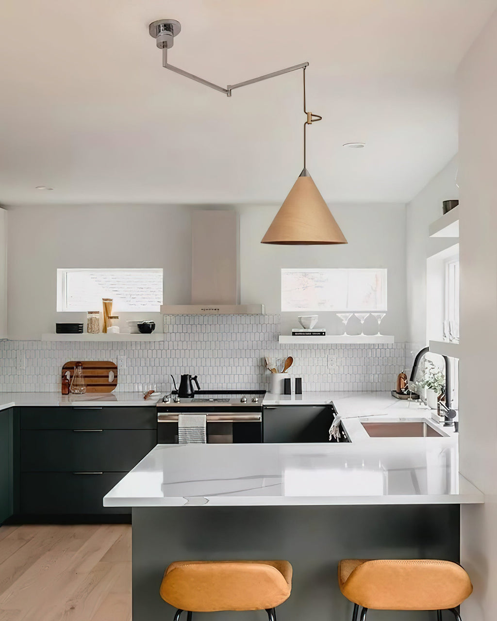 Conira Swing Arm Wood Pendant Lamp — product view 2