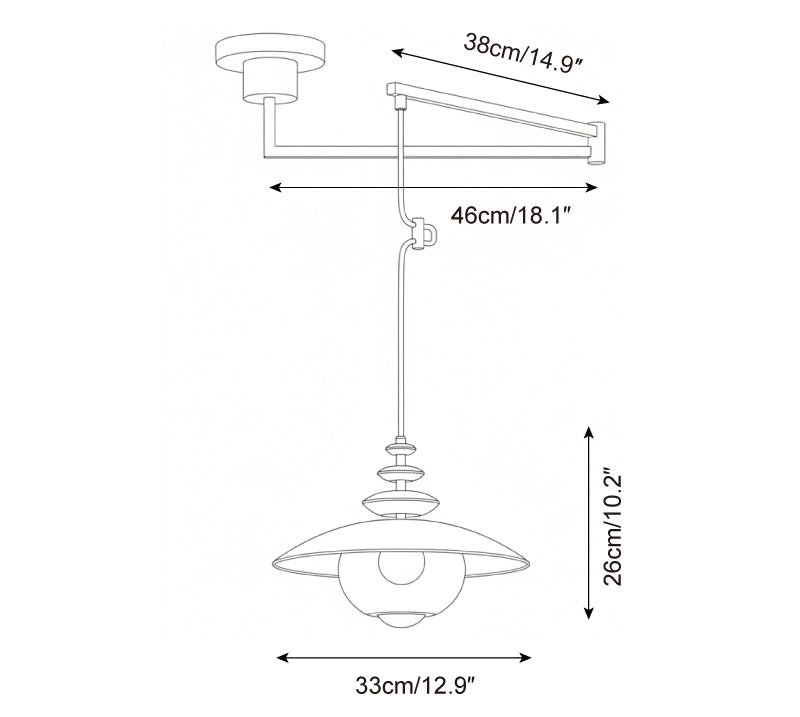 Zeyra Swing Arm Glass Pendant Lamp — product view 5