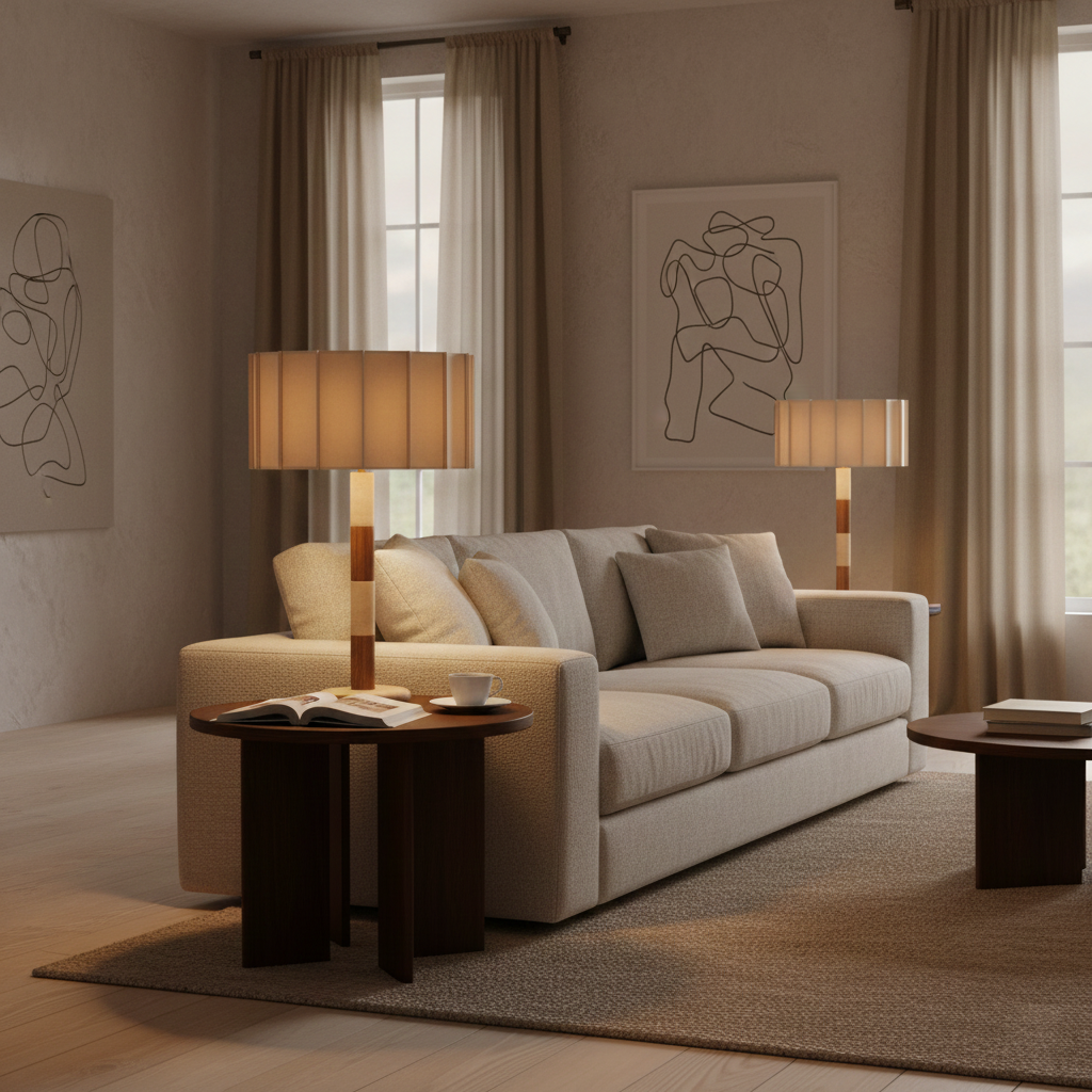 Pleated Grove Travertine Table Lamp — product view 10