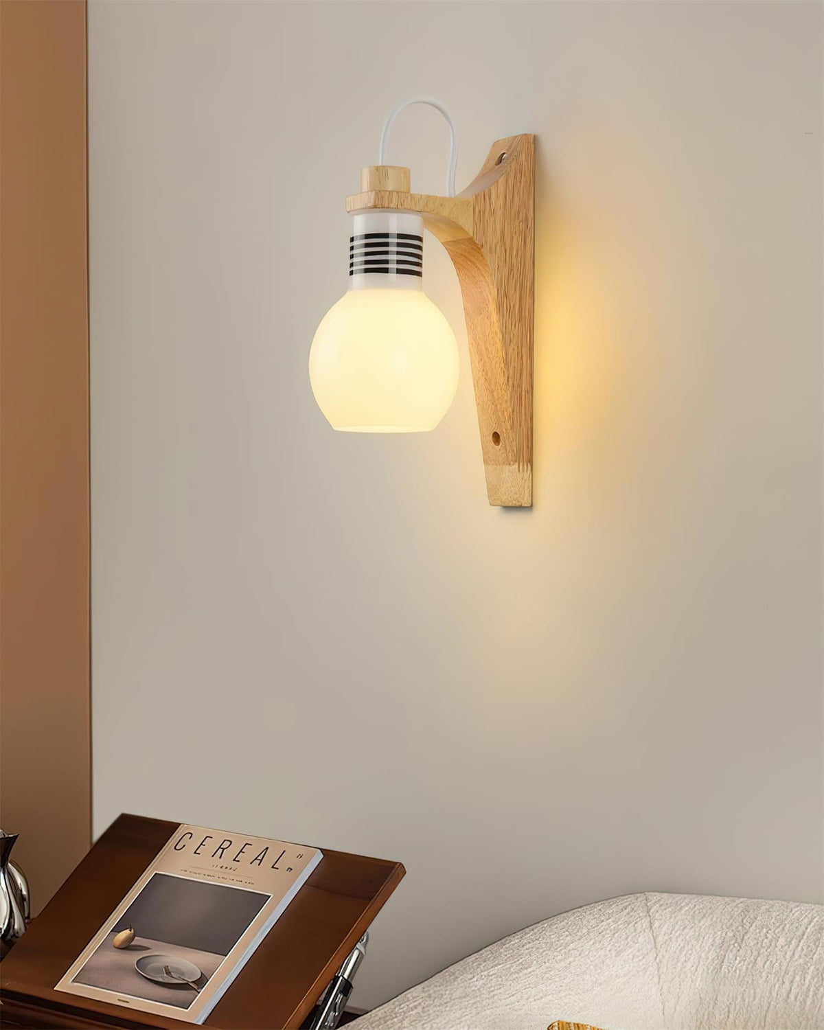 Wood Bracket Globe Wall Lamp — product view 6