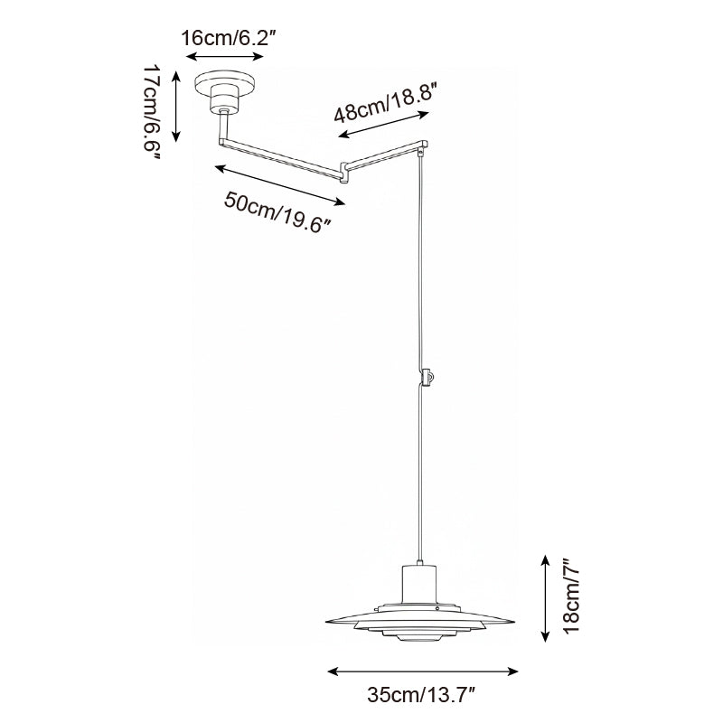 P376 Swing Arm Metal Pendant Lamp — product view 5