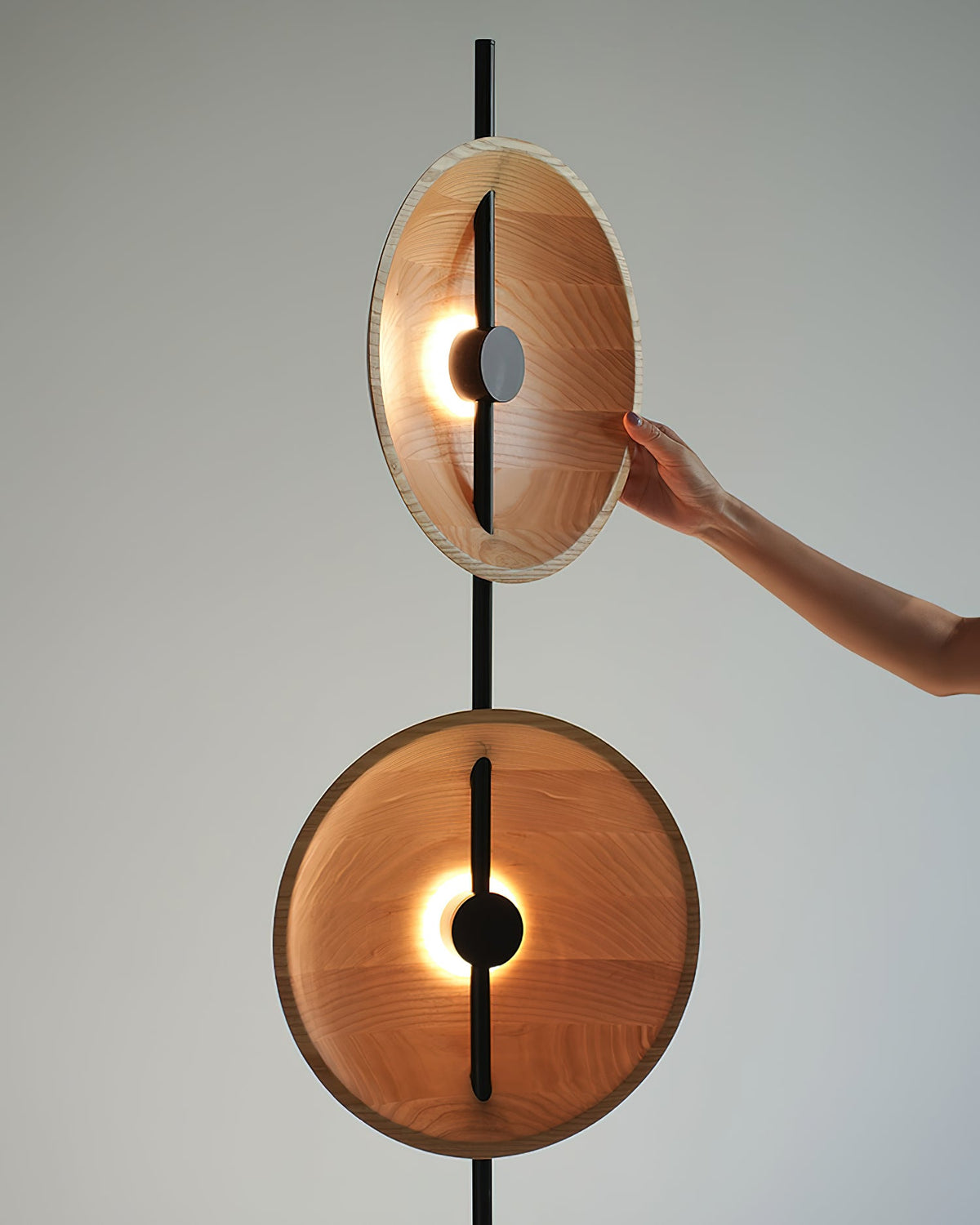 Twin Disc Wood Floor Lamp — product view 7