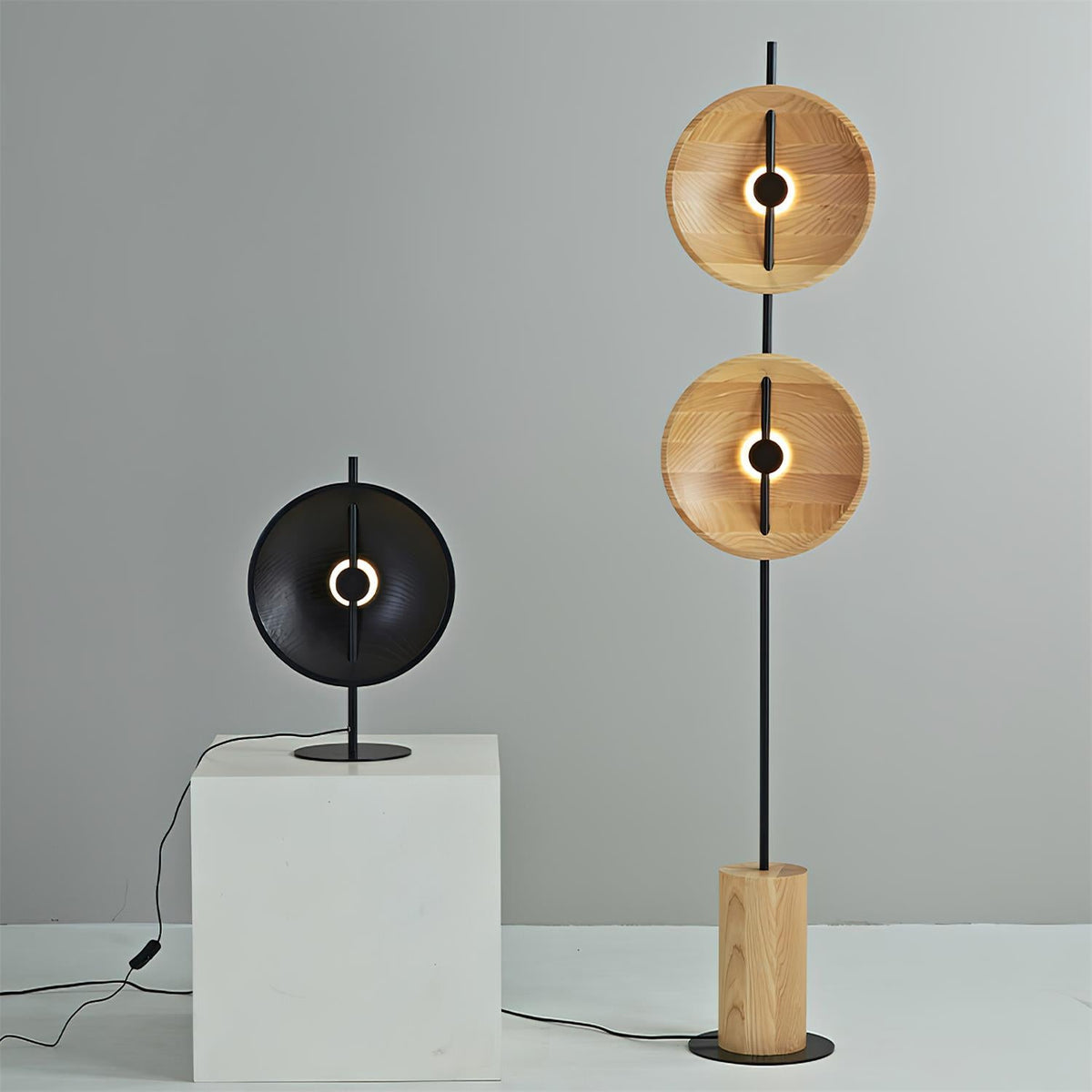 Twin Disc Wood Floor Lamp — product view 14