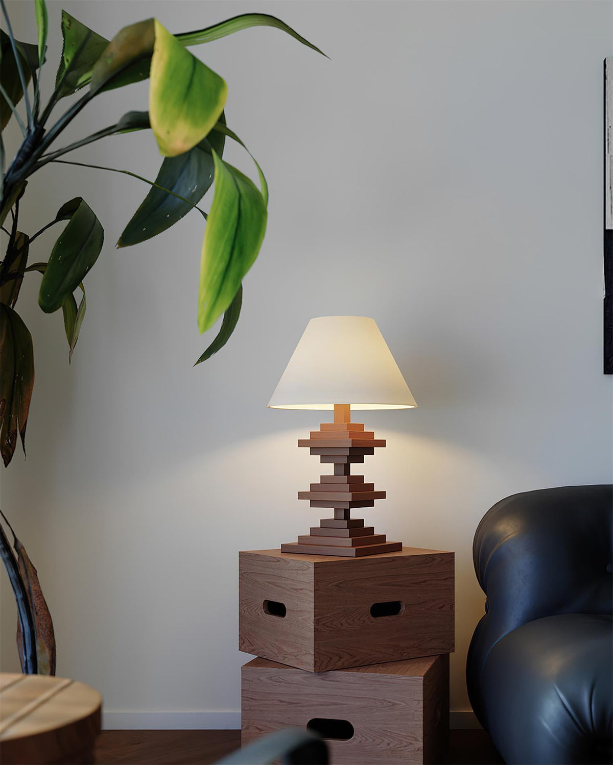 Wooden Tower Wood Table Lamp — product view 6