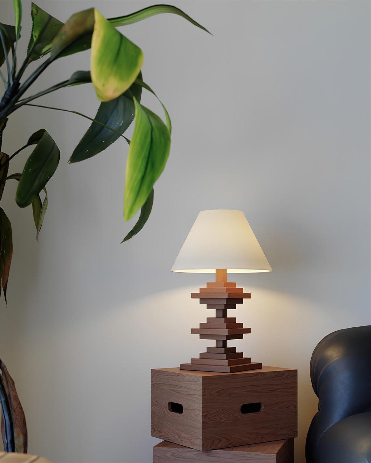 Wooden Tower Wood Table Lamp — product view 7