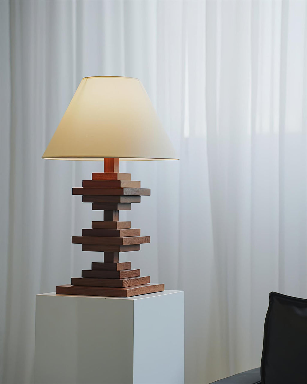 Wooden Tower Wood Table Lamp — product view 9