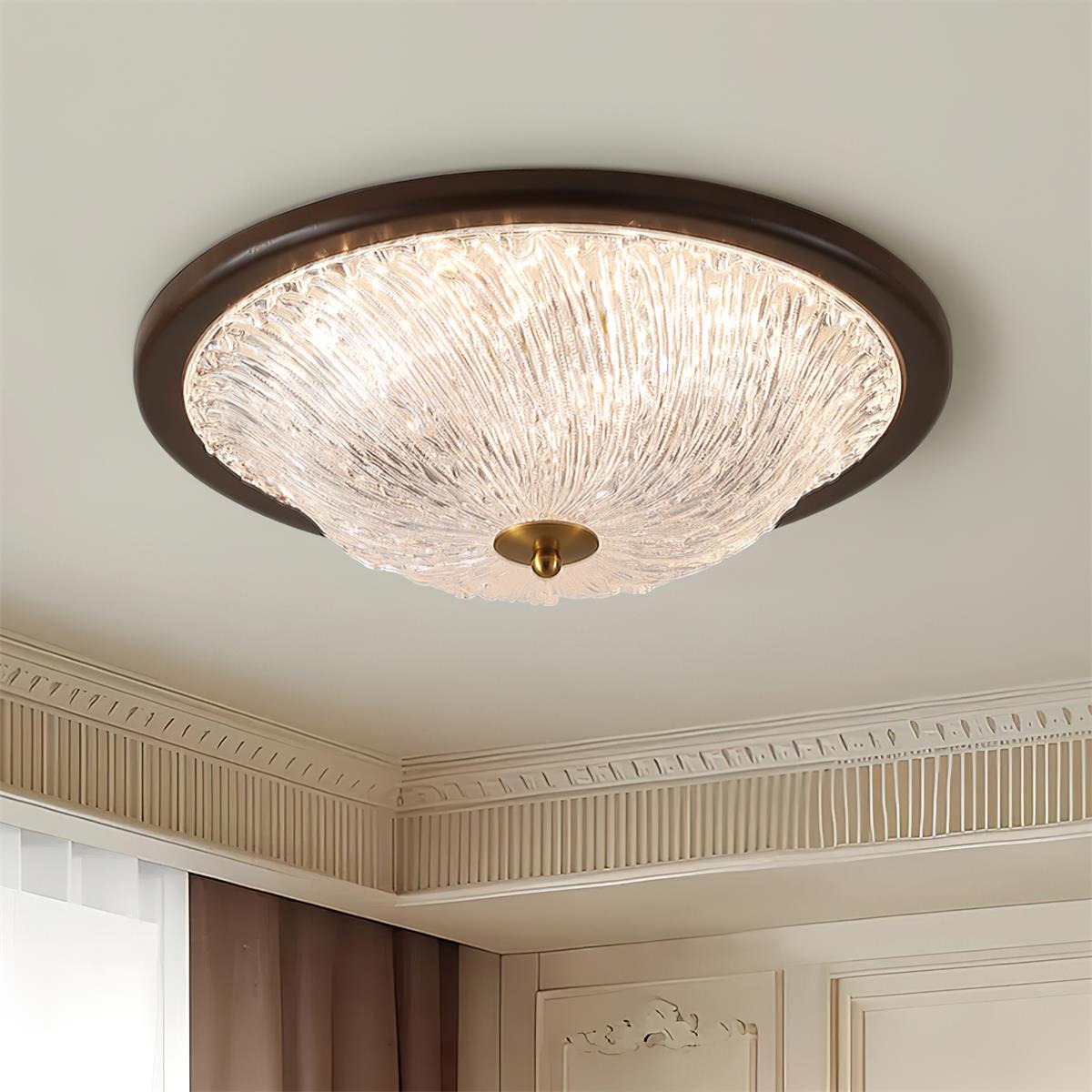 Frostwave Ripple Wood Ceiling Lamp — product view 2
