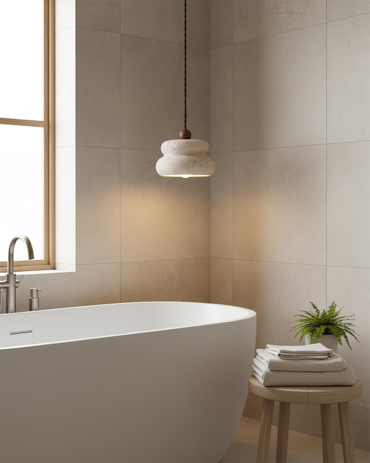 Cava Stack Travertine Pendant Lamp — product view 4