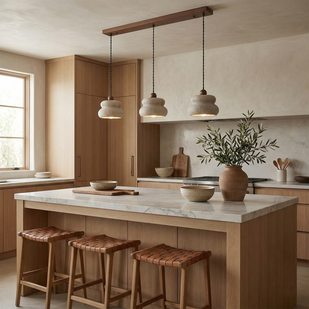 Cava Stack Travertine Pendant Lamp — product view 9