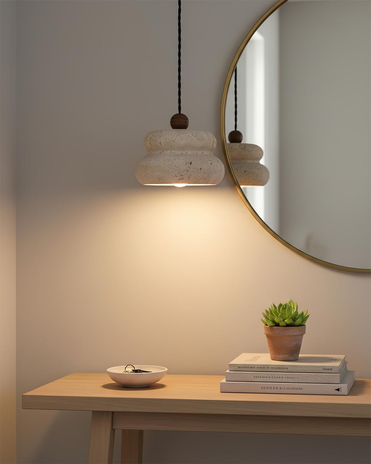 Cava Stack Travertine Pendant Lamp — product view 10
