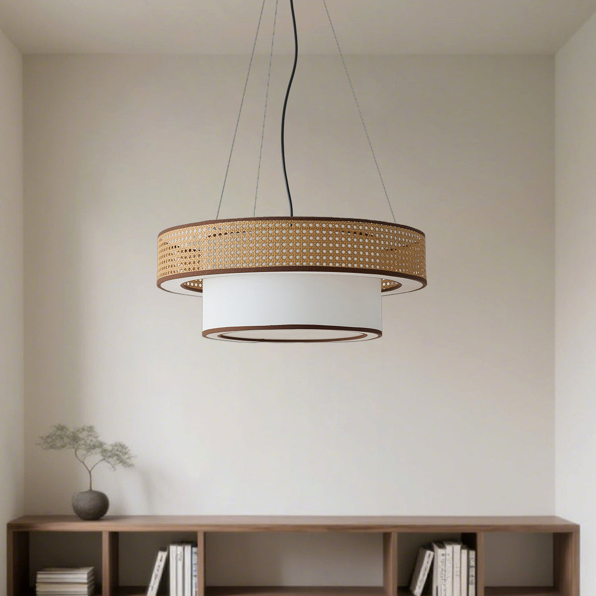 Wicker Metal Chandelier — product view 2
